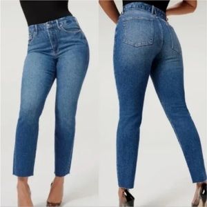 Good American High-Rise Straight Jeans in Medium Blue Wash